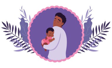 babası onun bebeği kollarına taşıyor.