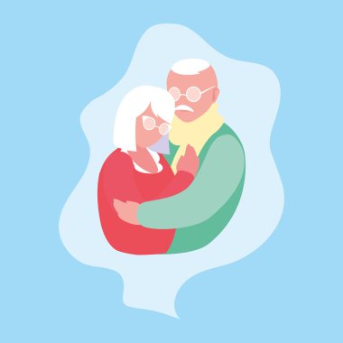 sevimli yaşlı çift çerçeve içinde sarıldı