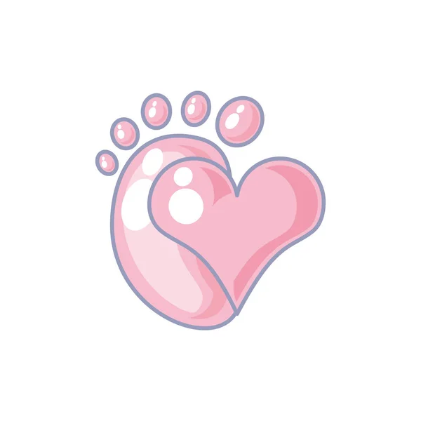 Pegada de bebê bonito com coração —  Vetores de Stock