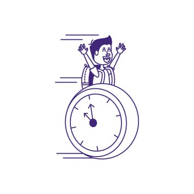 çanta okul ve saat ile sevimli küçük öğrenci çocuk