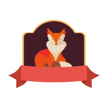 tilki ve sincap mutlu sonbahar sezonu tasarımı