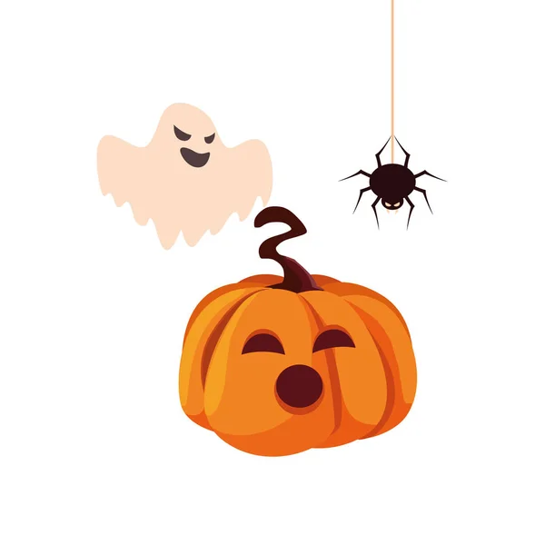 Citrouille fantôme heureux Halloween célébration conception — Image vectorielle