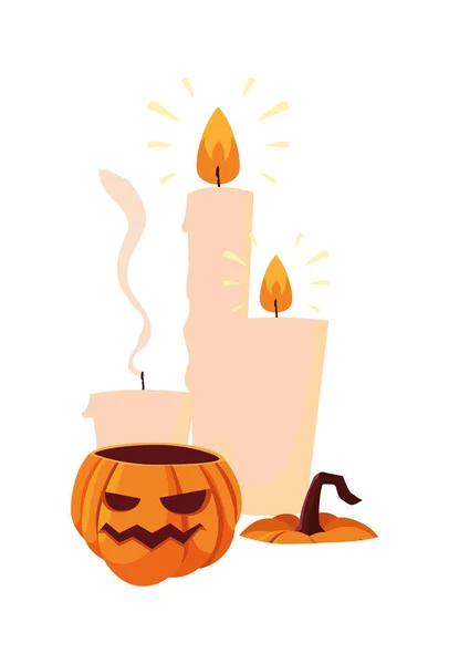 Bougies de citrouille effrayantes conception heureuse de célébration d'Halloween — Image vectorielle