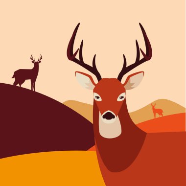 geyik mutlu sonbahar sezonu düz tasarım