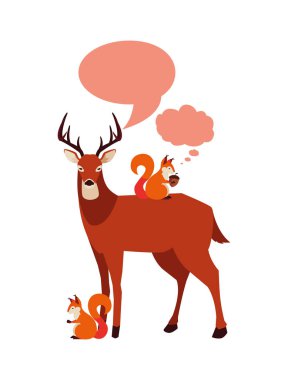 geyik ve sincap mutlu sonbahar sezonu tasarımı