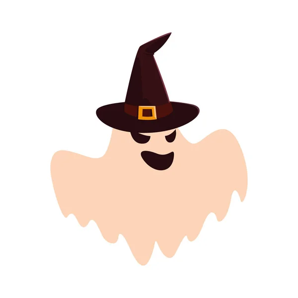 Ghost med hat Happy Halloween firande design — Stock vektor