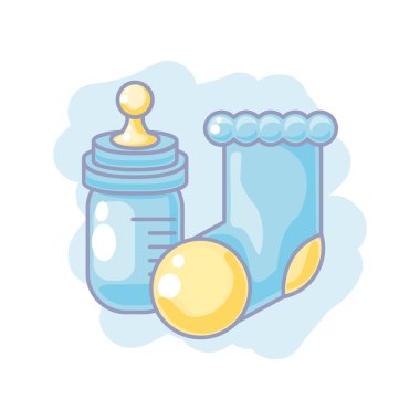 çorap bebek ile sevimli şişe süt