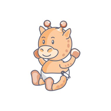 sevimli zürafa bebek hayvan izole simgesi