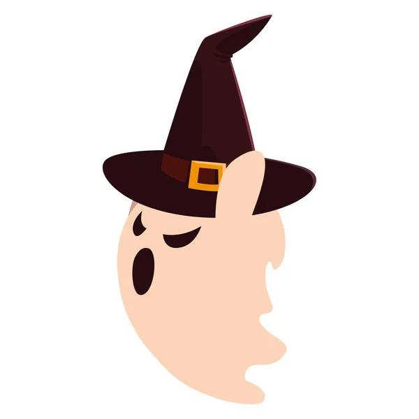 Fantasma con sombrero feliz halloween celebración diseño — Vector de stock