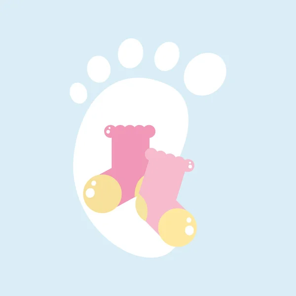 Cute socks with baby footprint — Stock Vector