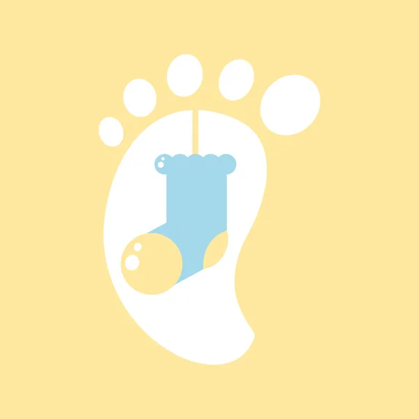 Cute sock with baby footprint — Stock Vector