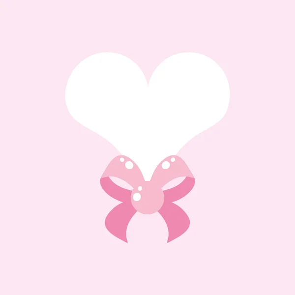 Coeur mignon amour avec ruban papillon — Image vectorielle
