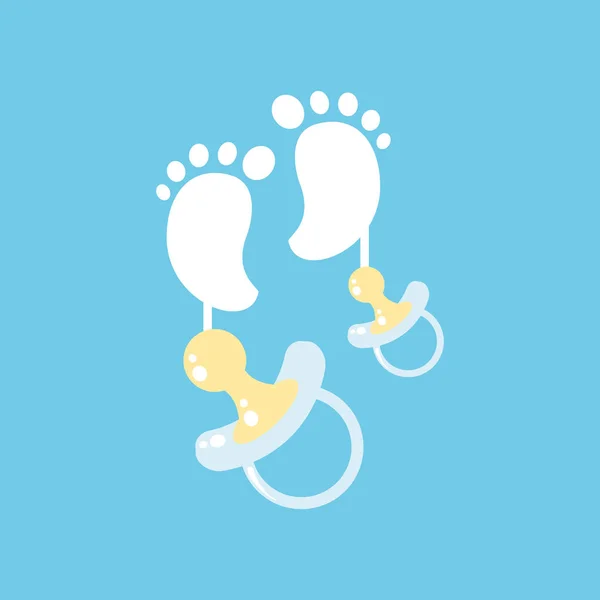 可爱的奶嘴婴儿与脚印 — 图库矢量图片