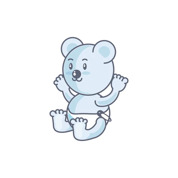 Lindo oso bebé animal aislado icono — Archivo Imágenes Vectoriales