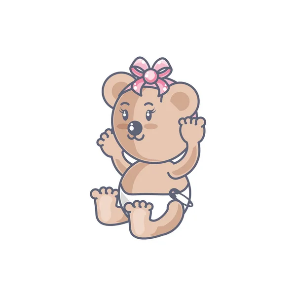 Carino femmina orso bambino animale isolato icona — Vettoriale Stock