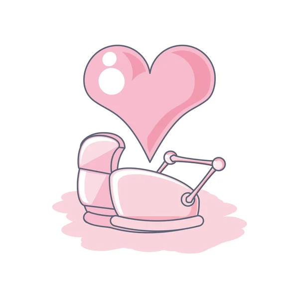 Carino baby cart con amore cuore — Vettoriale Stock