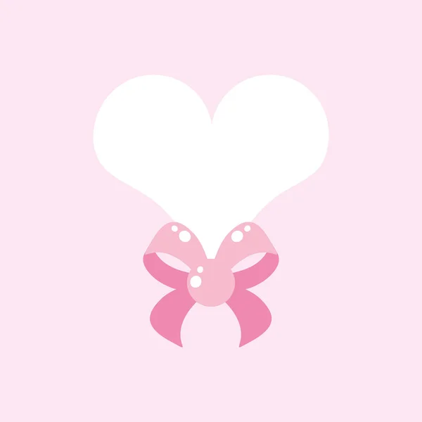 Cute heart love with bow ribbon — Stock Vector