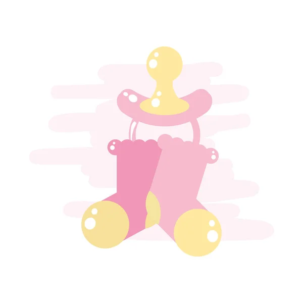 Χαριτωμένο πιπίλα μωρό με κάλτσες — Διανυσματικό Αρχείο