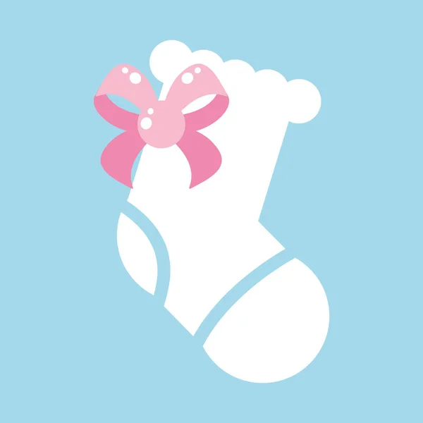 Lindo calcetín bebé con lazo cinta — Archivo Imágenes Vectoriales