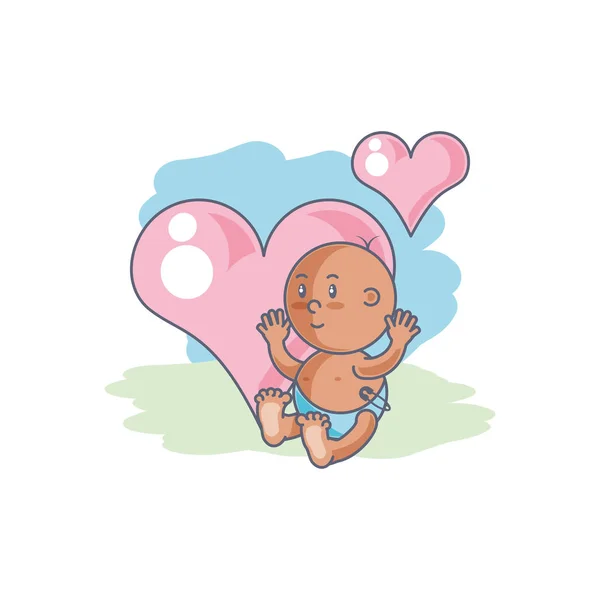 Niedliche Baby-Junge und Herzen Liebe — Stockvektor