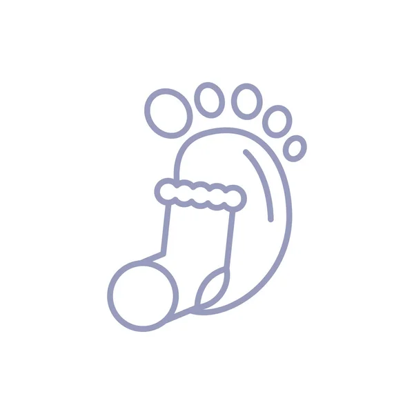 Niedliche Baby-Fußabdruck mit Socke — Stockvektor