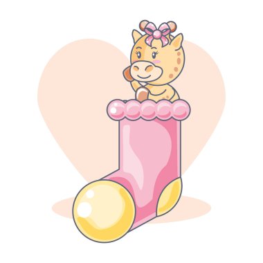 sevimli kadın zürafa bebek hayvan ve çorap