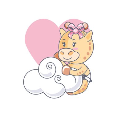 sevimli kadın zürafa bebek hayvan ve bulut