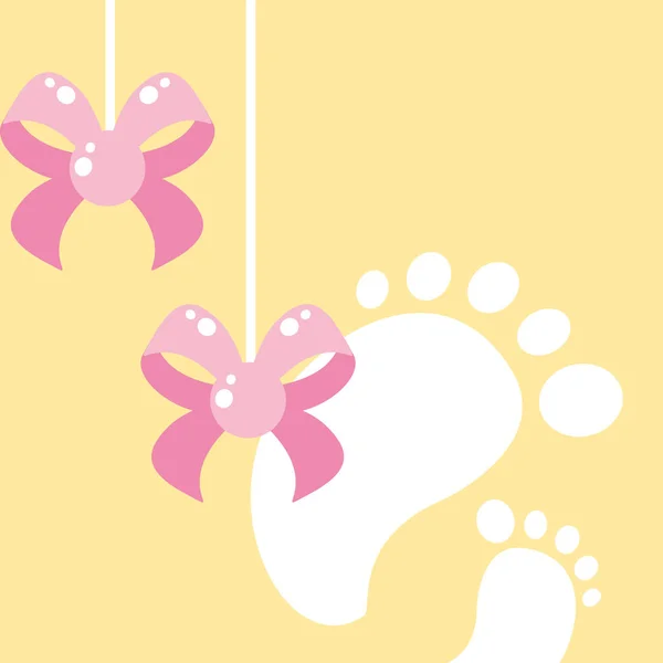 Söt rosetter band hängande med baby footprint — Stock vektor