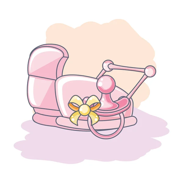 Χαριτωμένο πιπίλα με καροτσάκι μωρού — Διανυσματικό Αρχείο