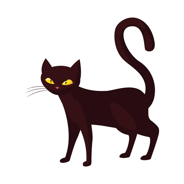 Gato negro feliz halloween celebración diseño — Archivo Imágenes Vectoriales