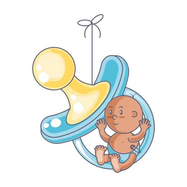 Lindo bebé chico con chupete — Archivo Imágenes Vectoriales