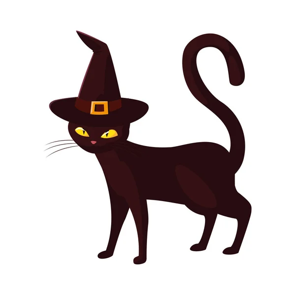 Schwarze Katze glücklich Halloween Feier Design — Stockvektor