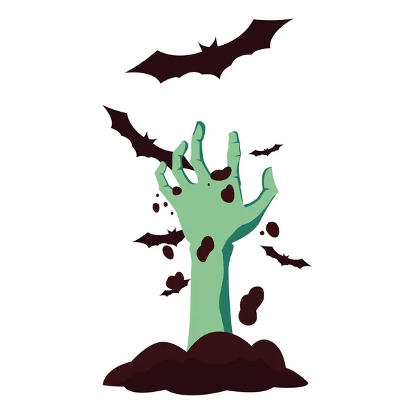 Zombie mano felice Halloween celebrazione design — Vettoriale Stock