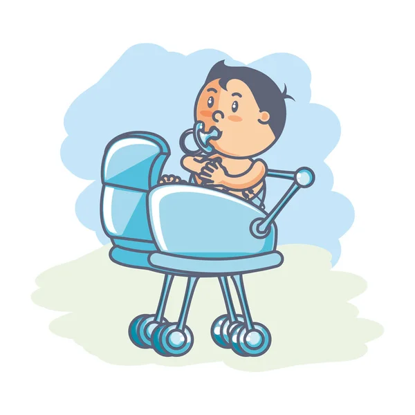 Lindo recién nacido en carrito de bebé — Archivo Imágenes Vectoriales