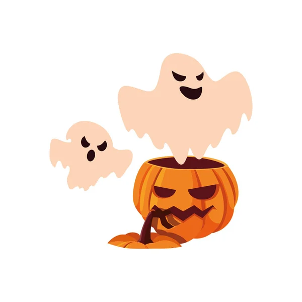 Zucca fantasma felice Halloween celebrazione di design — Vettoriale Stock
