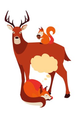 geyik tilki ve sincap mutlu sonbahar sezonu