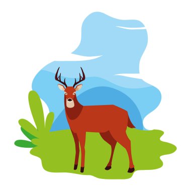 geyik mutlu sonbahar sezonu düz tasarım
