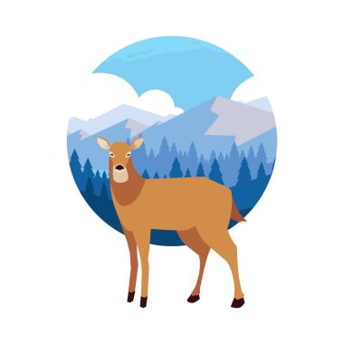 geyik mutlu sonbahar sezonu düz tasarım