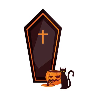 tabut kabak kedi mutlu cadılar bayramı kutlaması