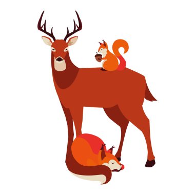 geyik tilki ve sincap mutlu sonbahar sezonu