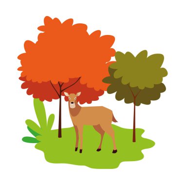 geyik mutlu sonbahar sezonu düz tasarım