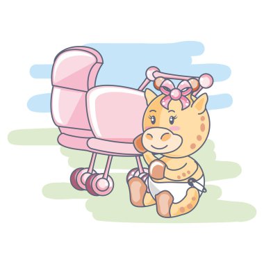 bebek sepeti sevimli kadın zürafa bebek hayvan