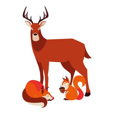 geyik tilki ve sincap mutlu sonbahar sezonu