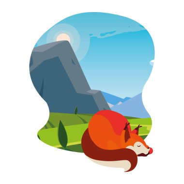 tilki memeli mutlu sonbahar sezonu düz tasarım