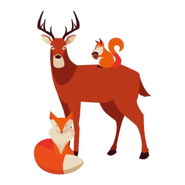 geyik tilki ve sincap mutlu sonbahar sezonu