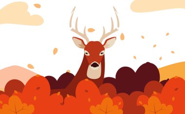 mutlu sonbahar sezonu düz tasarım