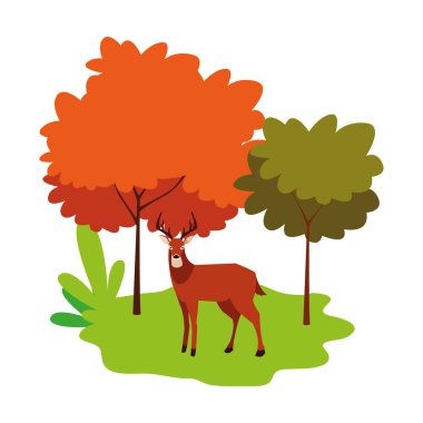 geyik mutlu sonbahar sezonu düz tasarım