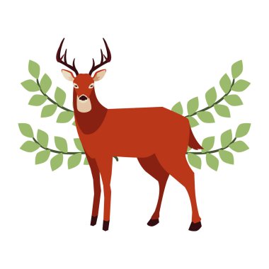 geyik mutlu sonbahar sezonu düz tasarım