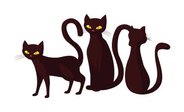 siyah kediler mutlu cadılar bayramı kutlama tasarımı