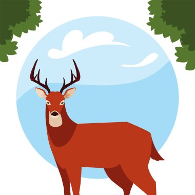 geyik mutlu sonbahar sezonu düz tasarım